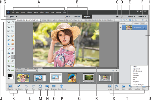 Snapshot of the Photo Editor workspace.