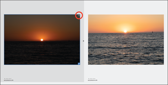 Snapshot of setting the View to Details, right-click a stack, and choose Stack ➪ Unstack Photos.