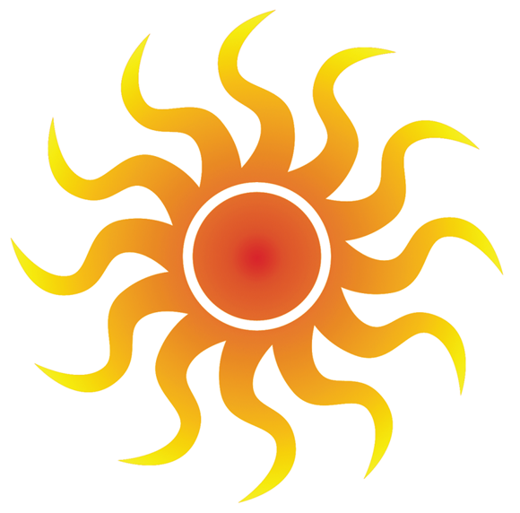 Photo depicts the sun with a radial Orange, Yellow gradient.