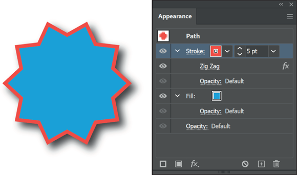 Snapshot of the Appearance panel not only shows you the properties of an object but also allows you to change them.