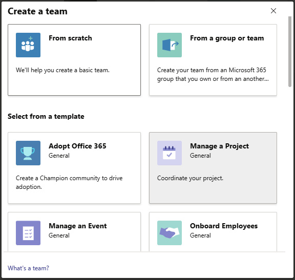 Figure 11.7 – Templates for team creation
