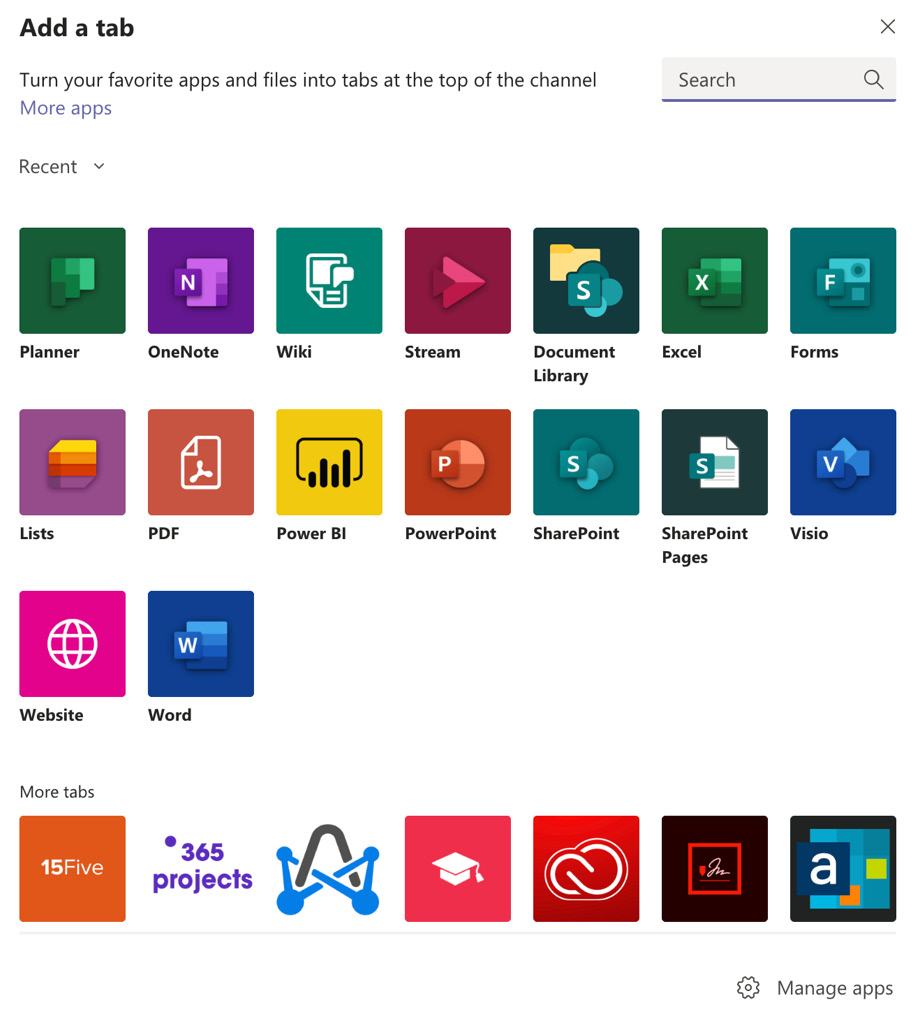 Figure 11.24 – Use apps within Microsoft Teams using tabs
