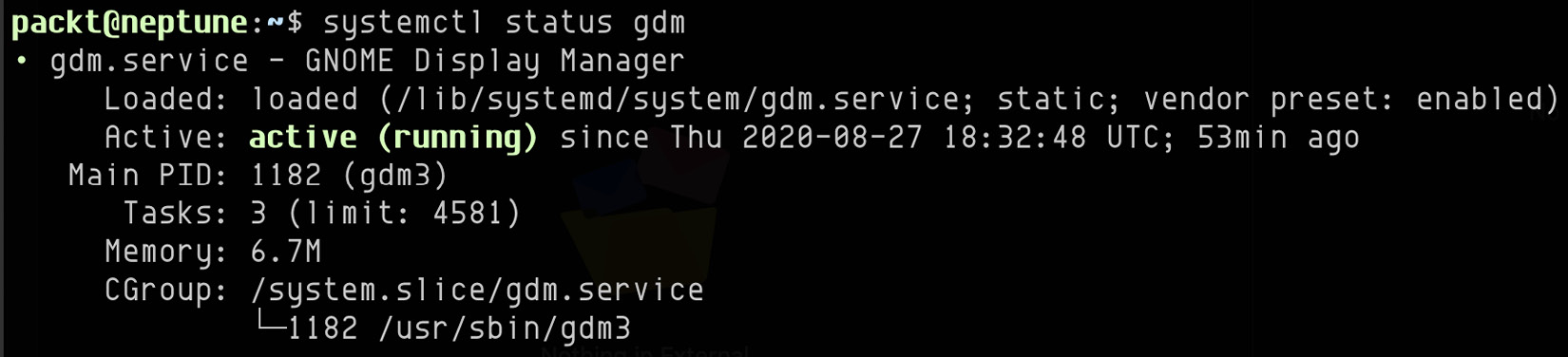Figure 1.22 – Checking the status of GDM