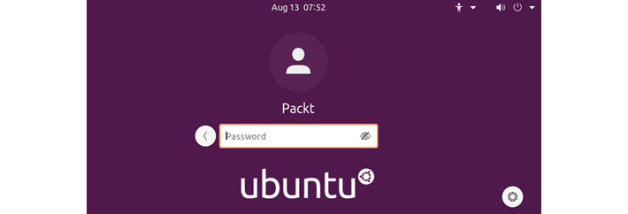 Figure 1.23 – The Ubuntu GNOME desktop login screen