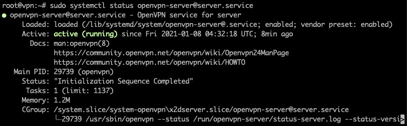 Figure 7.38 – Querying the OpenVPN server status