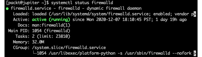 Figure 9.54 – Making sure firewalld is active