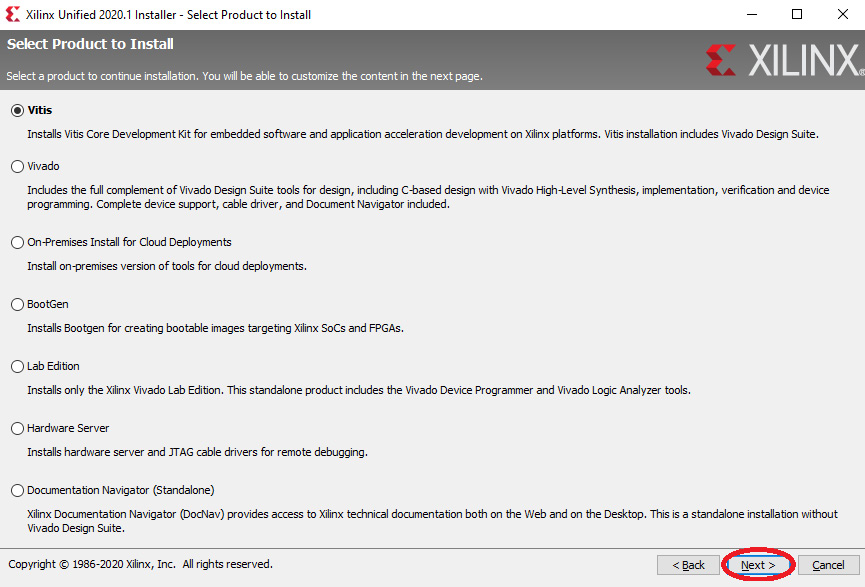 Figure 4.5 – Installer product selection dialog
