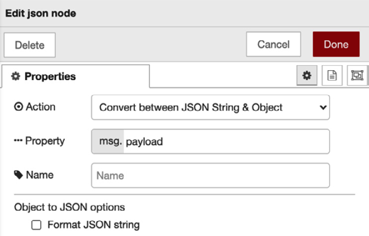 Figure 11.23 – Setting the json node properties
