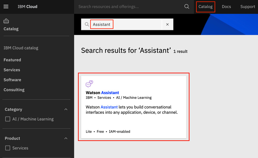 Figure 12.10 – Search for Watson Assistant
