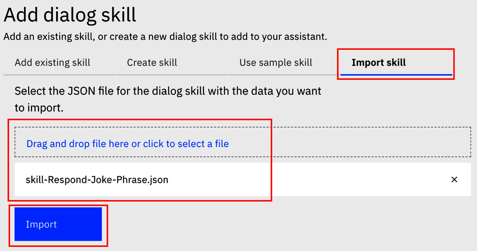 Figure 12.16 – Import the dialog skill file
