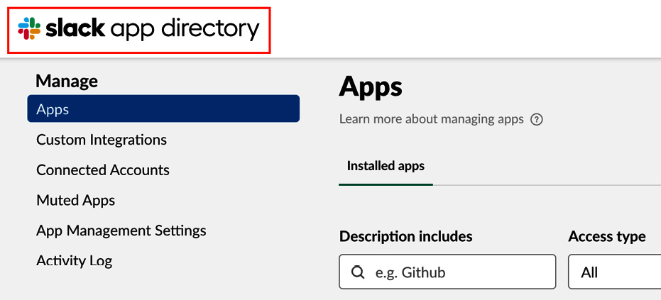 Figure 12.26 – Access the Slack App Directory
