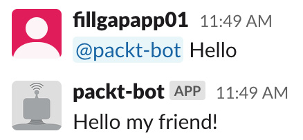 Figure 12.46 – Exchanging greetings with the chatbot

