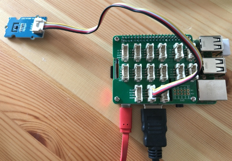 Figure 5.12 – Connecting the temperature/humidity sensor to your Base HAT
