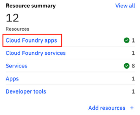 Figure 6.21 Selecting Cloud Foundry apps
