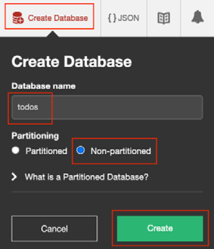 Figure 9.8 – Create a new database named "todos"
