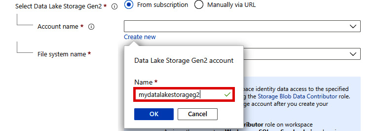 Creating a new Azure Data Lake Storage Gen2 account