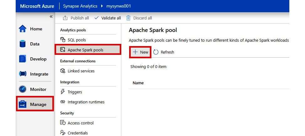 Create a new Apache Spark pool