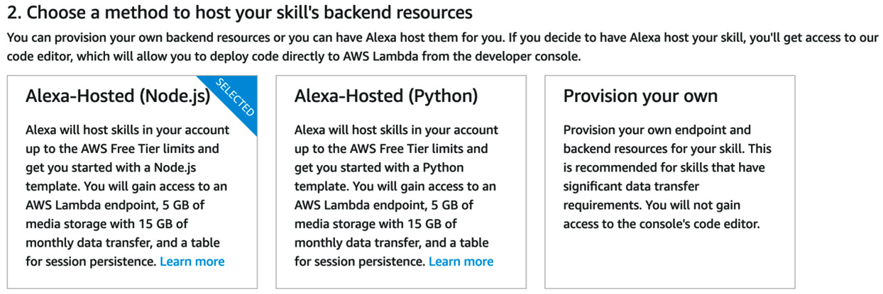 Figure 12.5 – Amazon Alexa Skills creation page
