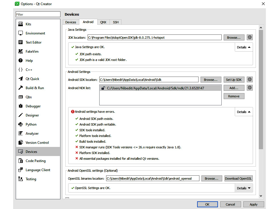 Figure 5.10 – Android Settings screen

