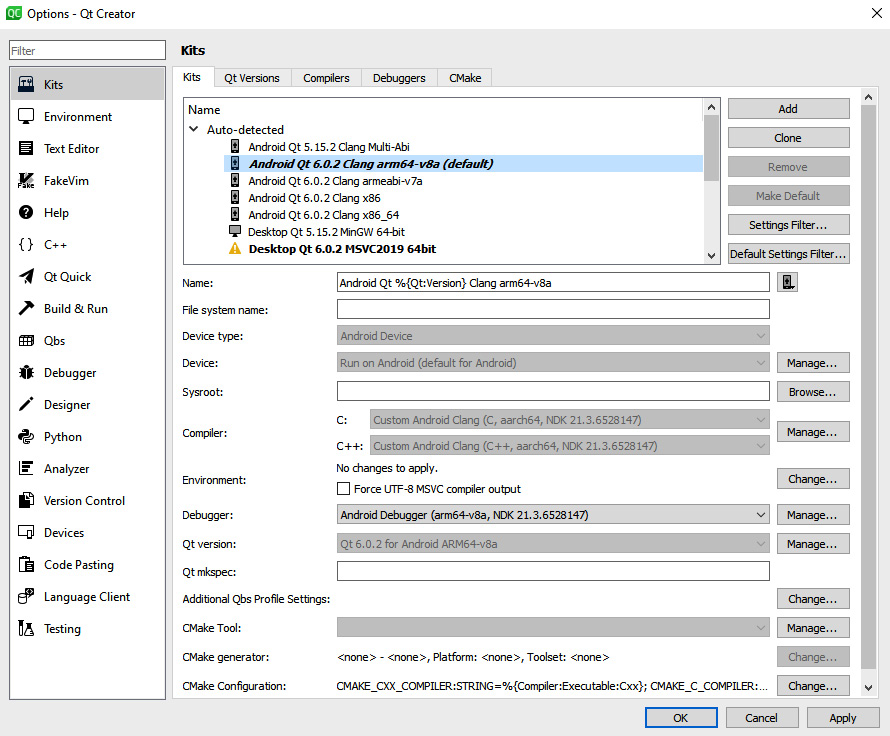 Figure 5.16 – Properly configured Android kit
