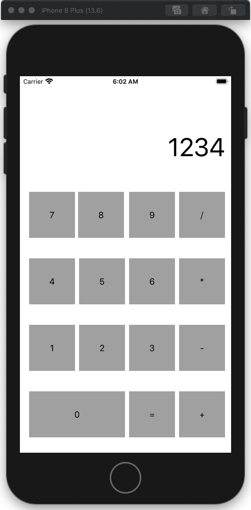 Figure 2.9 – Calculator Layout for iOS
