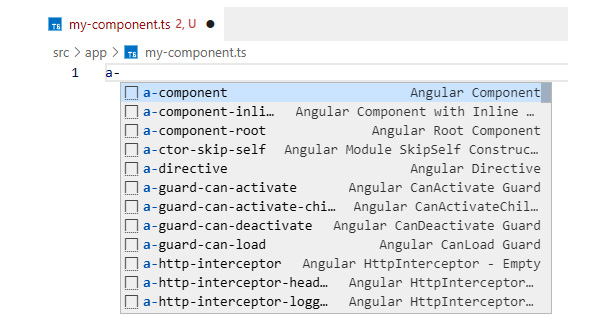 Figure 1.5 – New Angular component snippet