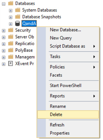 Figure 8.16 – Deleting a database
