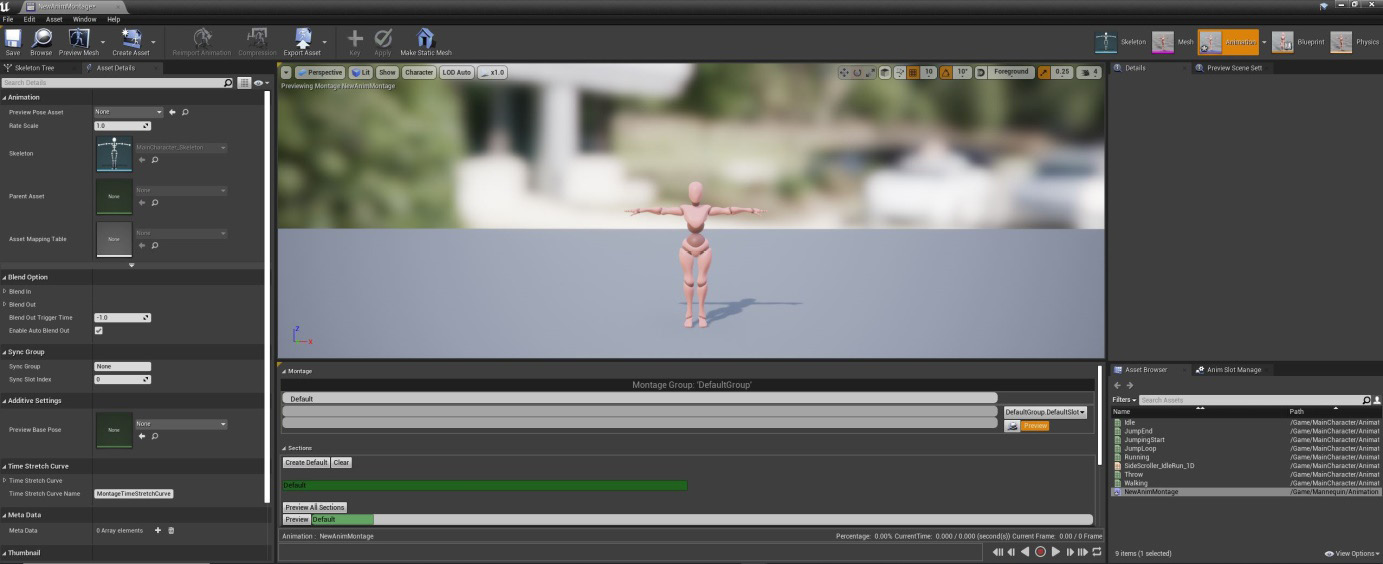 Figure 12.1: The Persona editor, which opens when editing an Animation Montage
