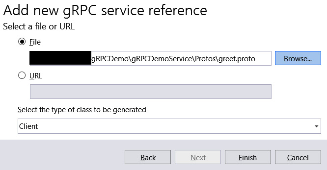 Figure 10.12 – Adding a gRPC service reference
