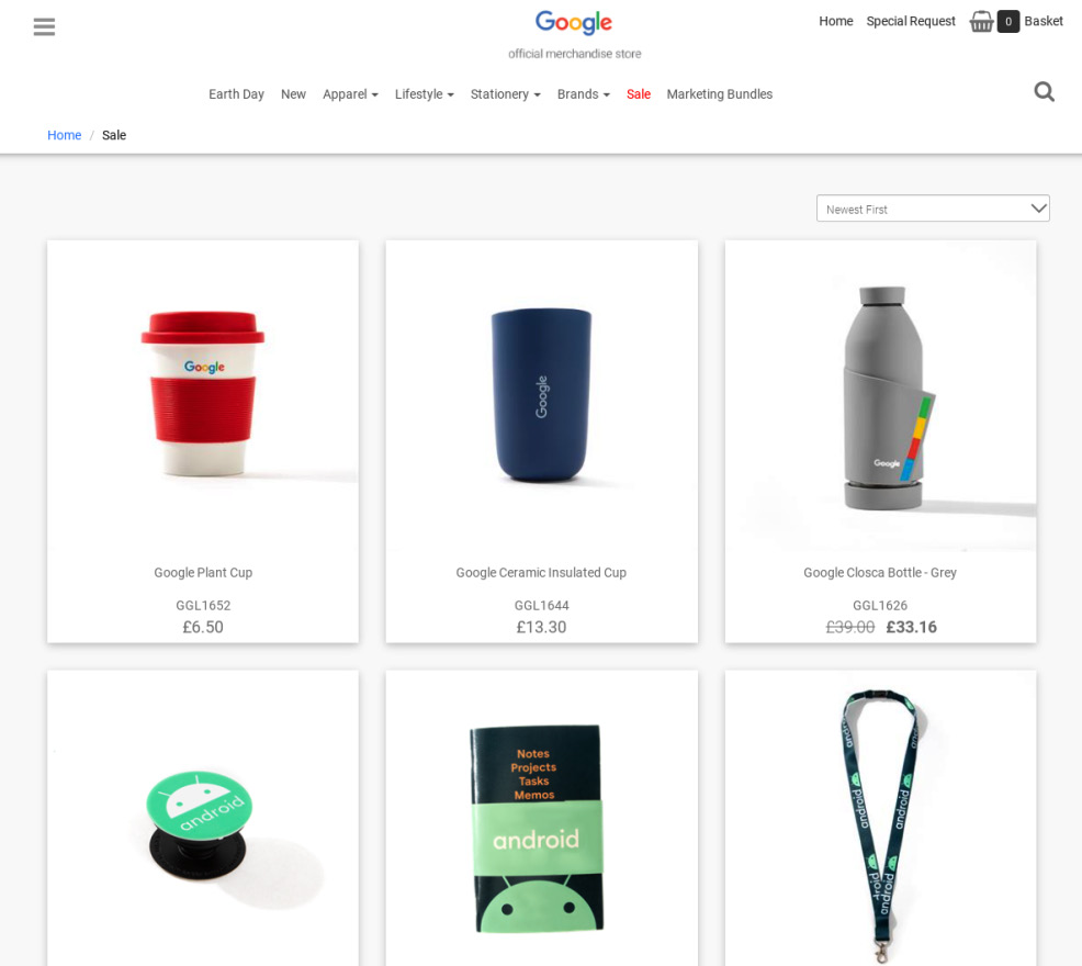 Figure 9.1 – A screenshot of the Google Merchandise Store
