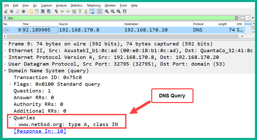 Figure 2.12 – DNS query details
