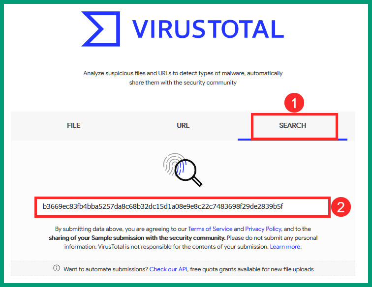 Figure 8.18 – Using a hash on VirusTotal
