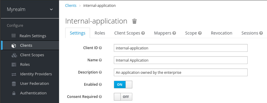 Figure 6.1 – Internal application configured to not require consent
