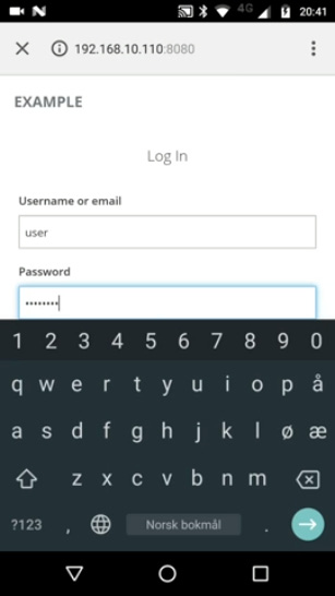 Figure 6.9 – Keycloak login pages displayed in an in-app browser tab on Android
