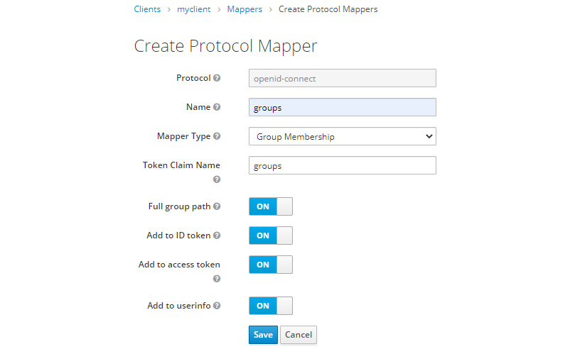 Figure 8.1 – Creating a group membership protocol mapper
