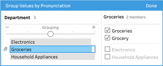 Figure 4.21 – Use the Grouping slider to influence the algorithm
