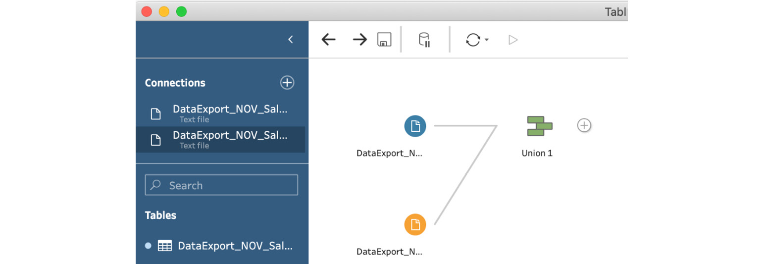Figure 5.3 – A Union step is added by Tableau Prep when releasing the mouse

