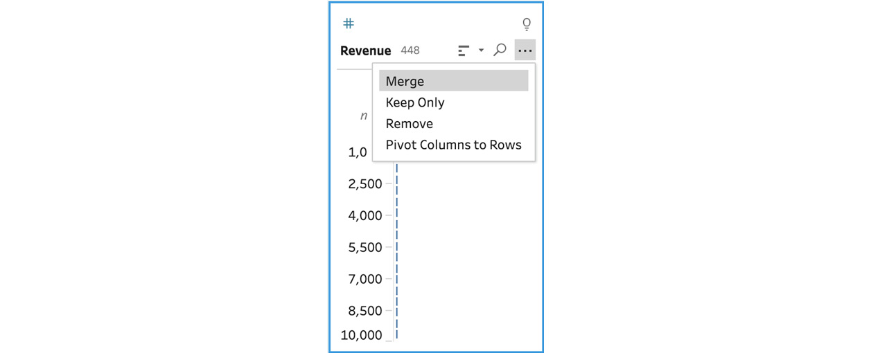 Figure 5.13 – The Merge option will appear when multiple fields are selected
