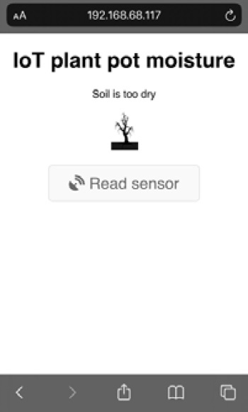 Figure 10.14 – Web app screen for dry soil