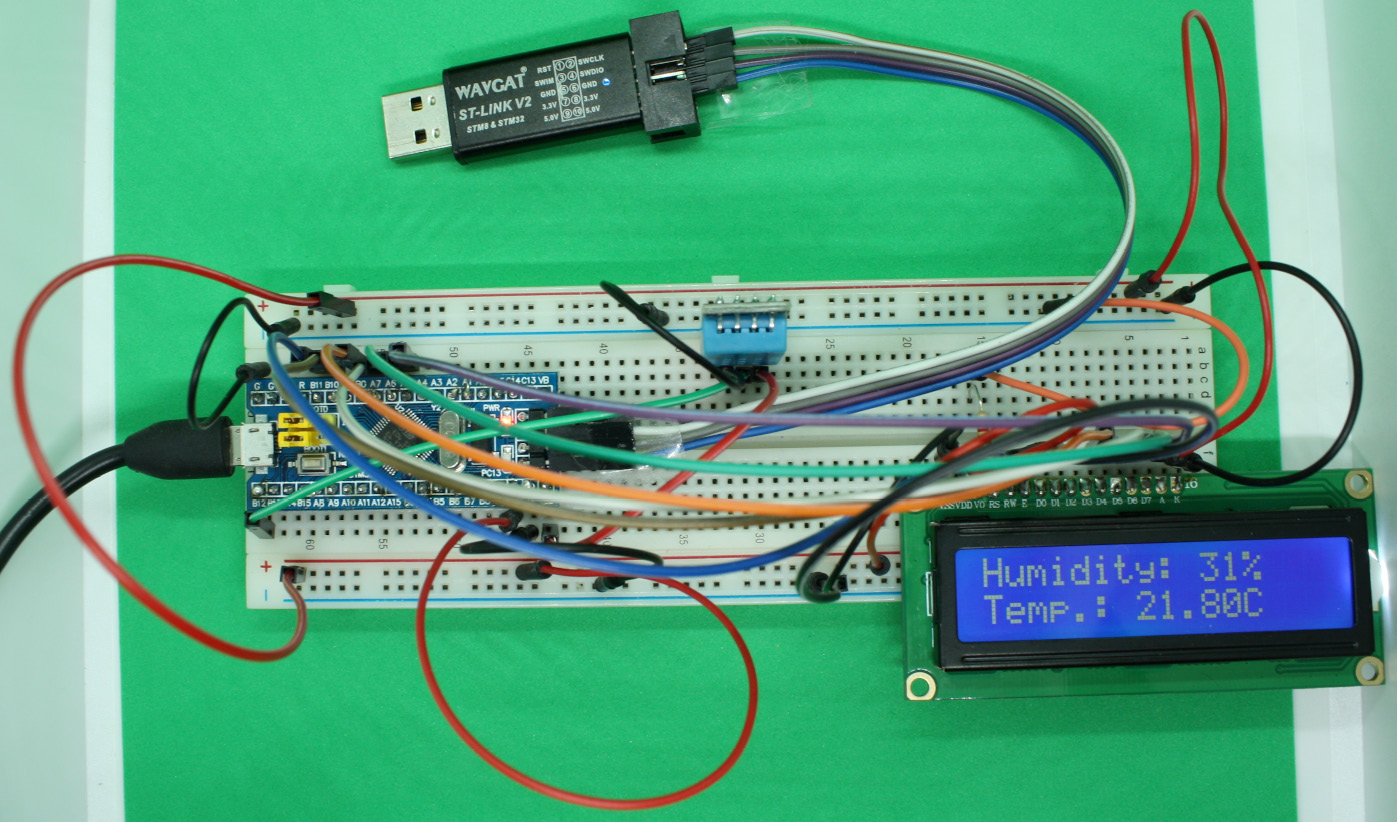 Figure 5.7 – The 1602 LCD connected to the Blue Pill microcontroller board