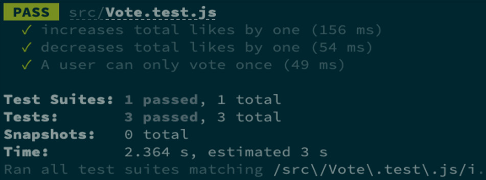 Figure 3.4 – Vote component test results
