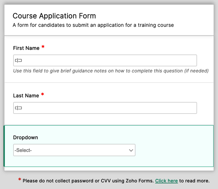 Figure 10.4 – Adding a drop-down field to our form
