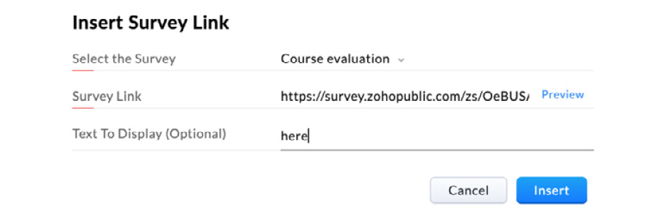 Figure 11.14 – Inserting a survey link into your email
