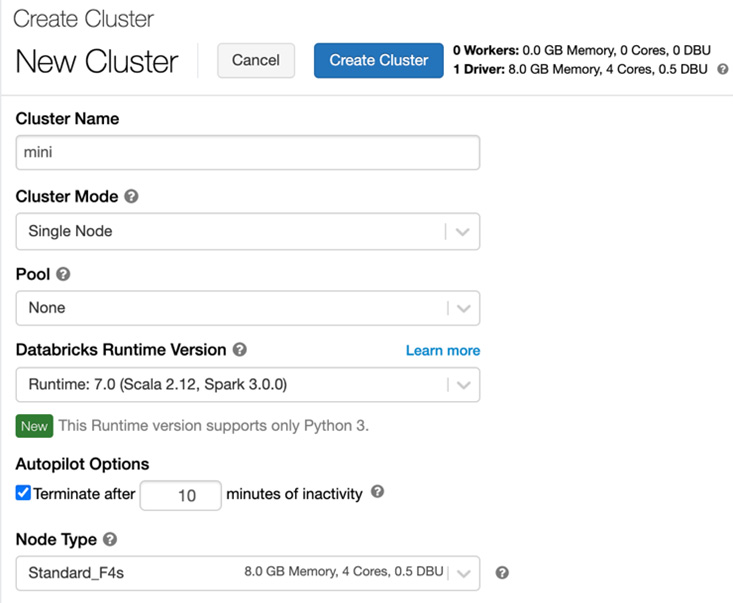 Figure 5.24 – Creating a new cluster
