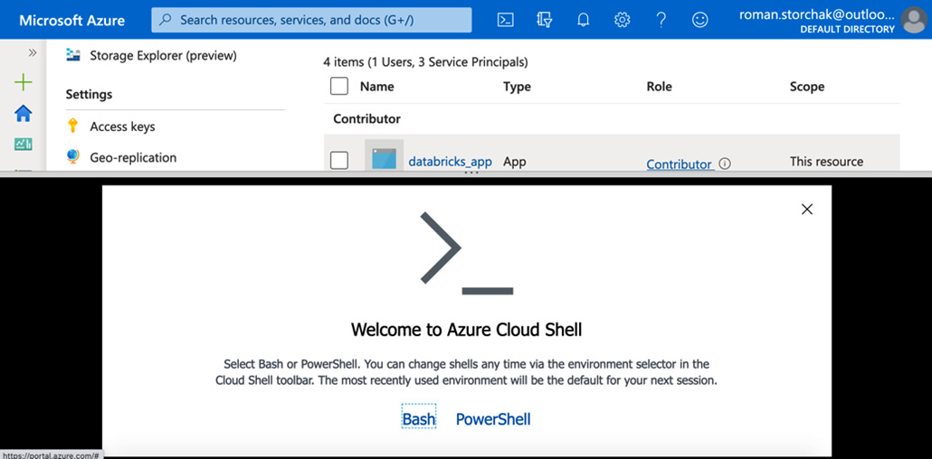 Figure 5.25 – Selecting the type of Azure Cloud Shell instance
