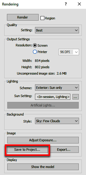 Figure 10.24 – Saving a render as an image to the project browser
