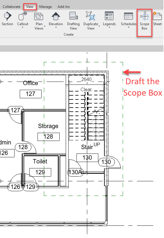 Figure 5.51 – Drafting the Scope Box in a plan view
