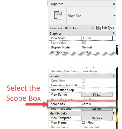 Figure 5.53 – Selecting and applying the Scope Box to a view
