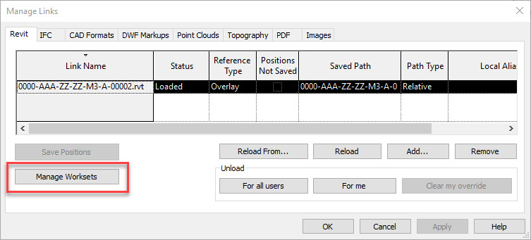 Figure 5.80 – Managing Worksets from linked files

