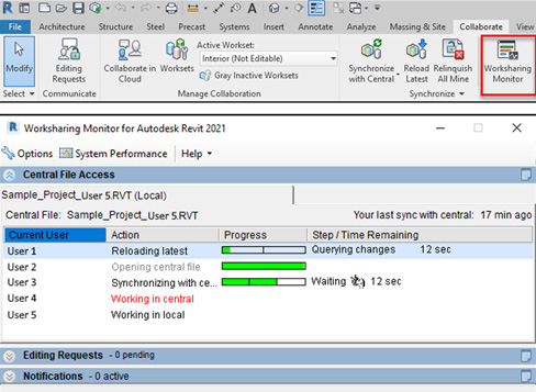 Figure 5.84 – Identifying users in the model with Worksharing Monitor
